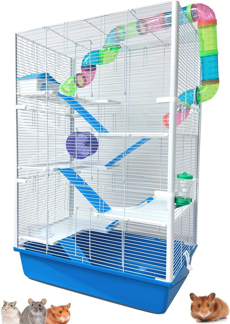 Mcage Extra Large High Tower Multi-Tiers Easy Setup Hamster Palace Gerbil Habitat Mouse House Mice Critters Home Cage with Complete Set of Accessories Expandable and Customizable Deep Tubby Base - Image 1